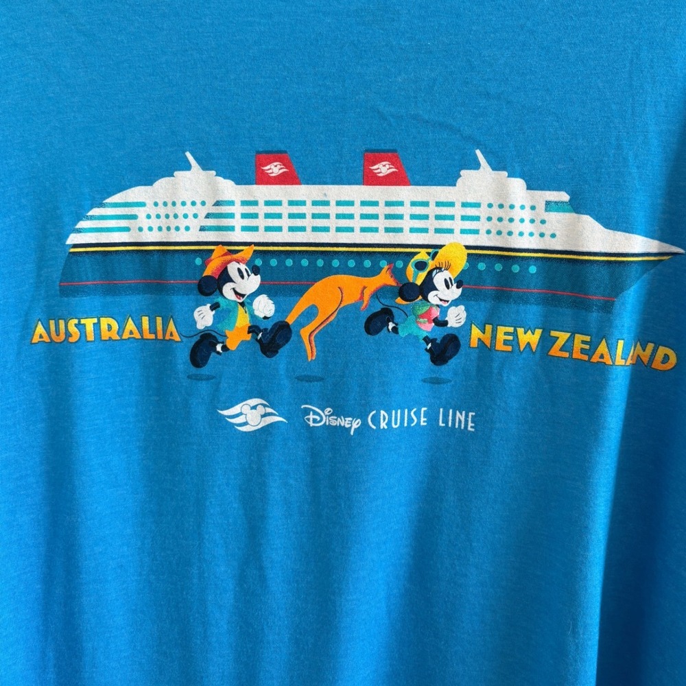 Disney Cruise Line Australia New Zealand Disney Wonder Mickey Mouse Blue Shirt L